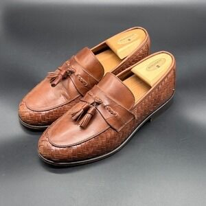 Bass Jerome Mens 8M Brown Woven Leather Tassel Loafers Shoes Made in Brazil